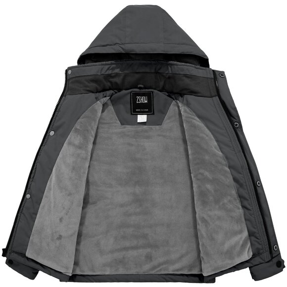 Boy's ZSHOW Insulated Skiing Jacket for Winter Dark Grey - Picture 3 of 6